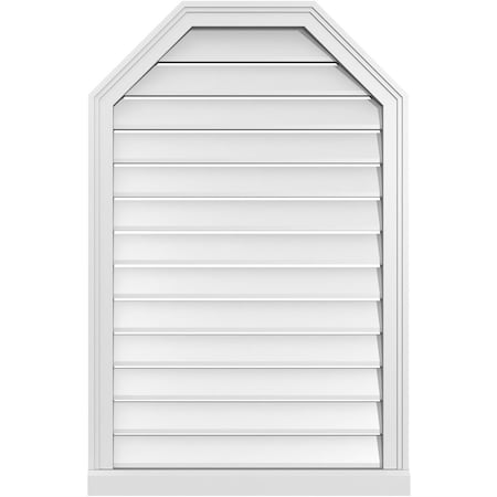 Octagonal Top Surface Mount PVC Gable Vent W/ 2W X 2P Brickmould Sill Frame, 26W X 40H